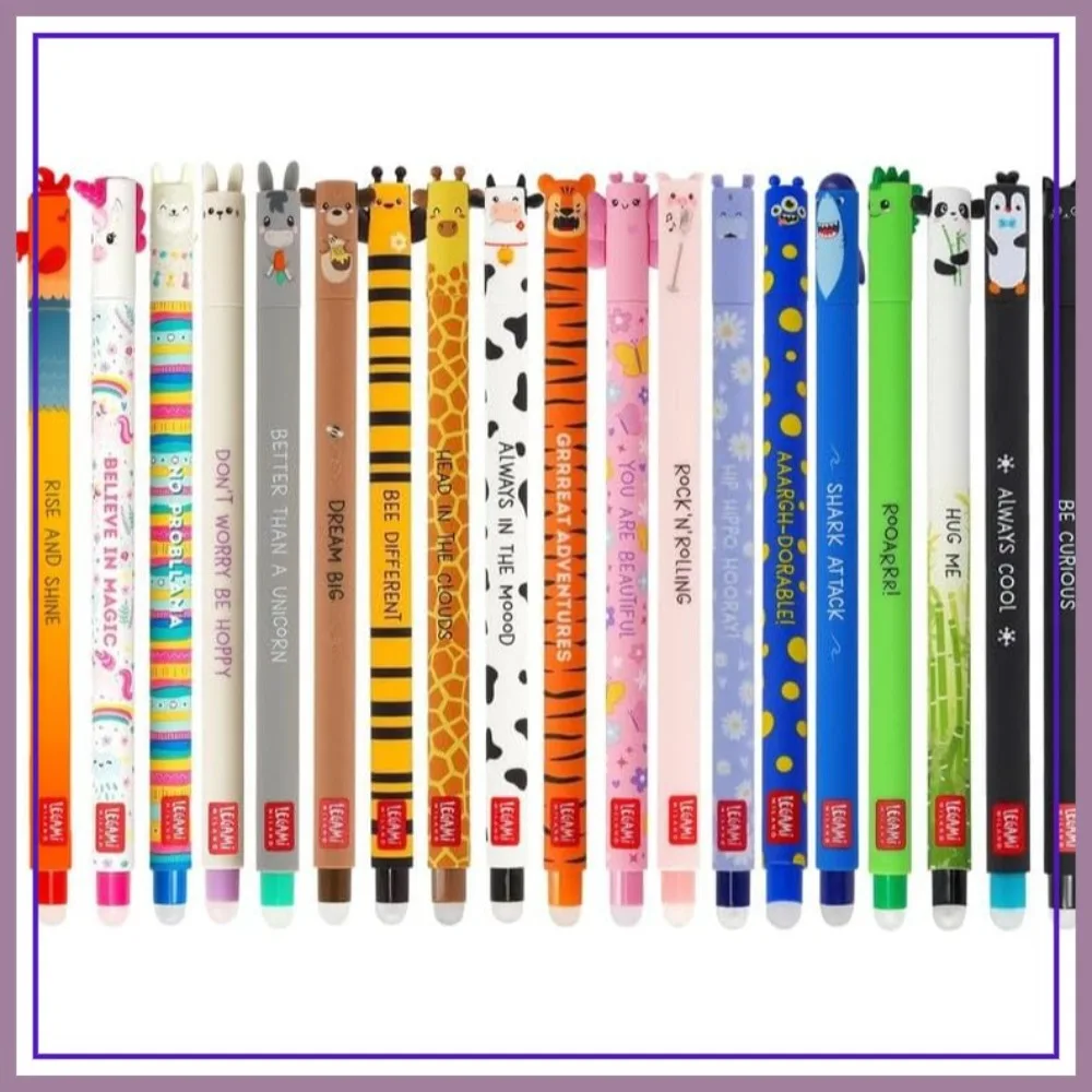

19 Erasable Gel Pens with Thermosensitive Ink, 0.7mm Tip, Assorted Colors & Animal Designs