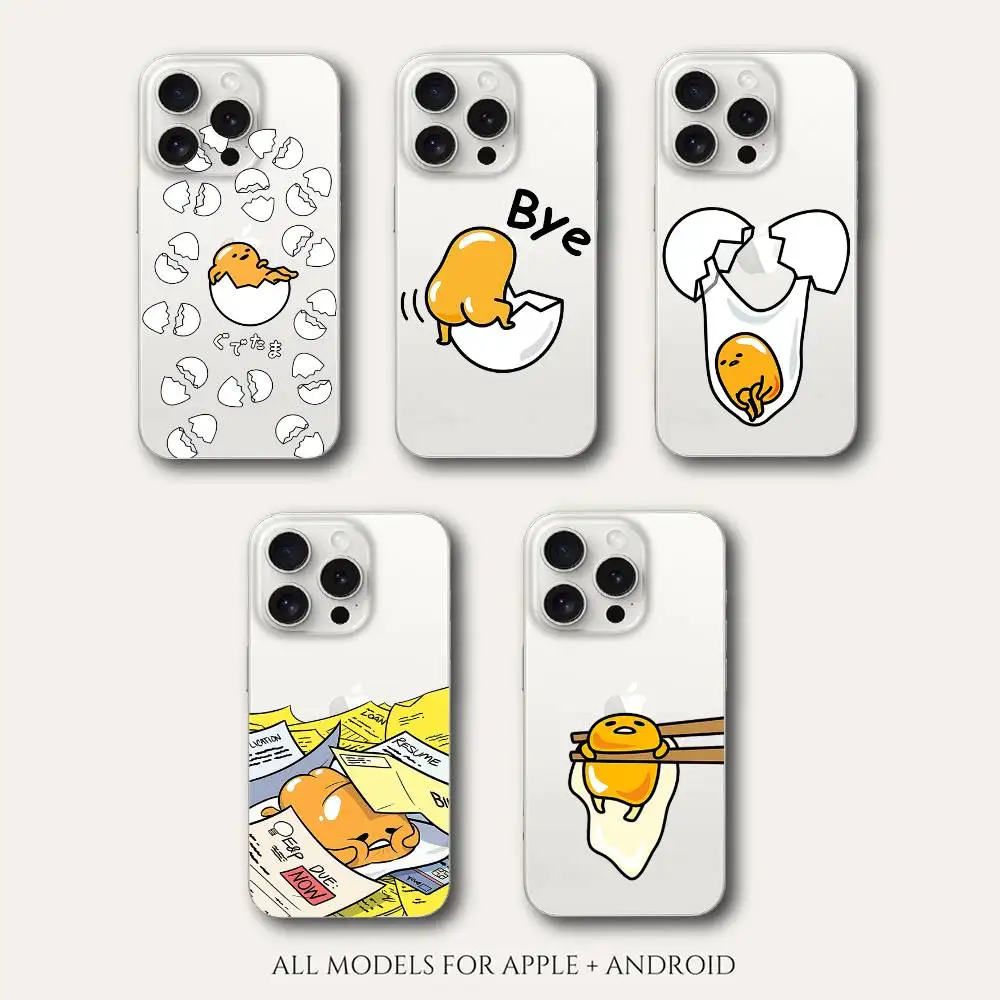 

Kawaii Gudetama-S Phone Case For IPhone 17 16 15 14 Plus 13 12 11 Pro Max Phone Back Cover Transparent Shockproof Cover