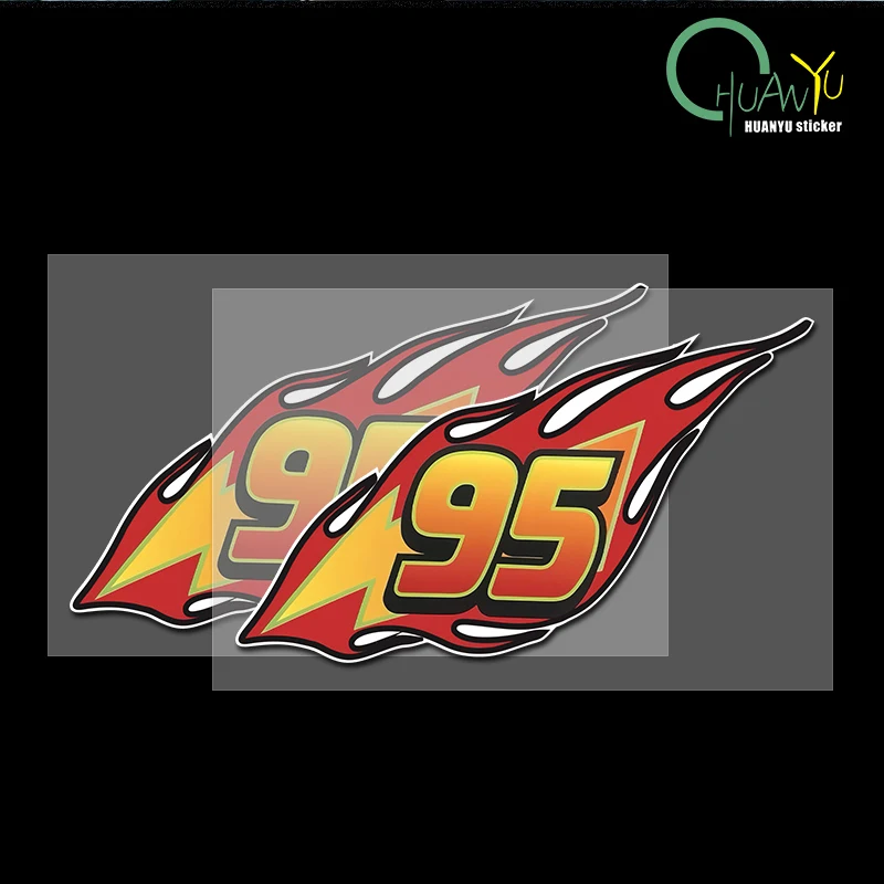 Personalized creative lightning 95 digital car decals for race car, motorcycle, electric car body decoration, waterproof sticker