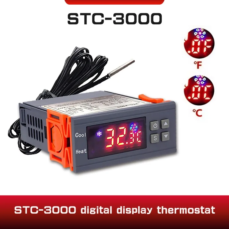 STC-3000 Digital Temperature Controller Thermostat Thermoregulator Temperature Sensor Relay Heating Cooling Incubator STC3000