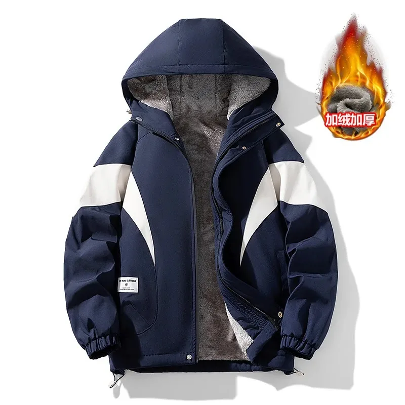 

Мужская куртка с капюшоном, зимняя теплая утолщенная хлопковая куртка больших размеров для мужчин, уличное пальто, молодежное модное зимнее пальто