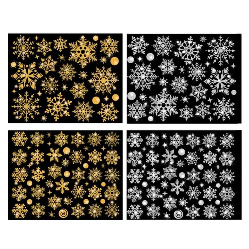 Glitter Effect Electrostatic Wall Sticker Party Decoration Window Sticker Christmas Kids Room Decor Snowflake New Year Wallpaper