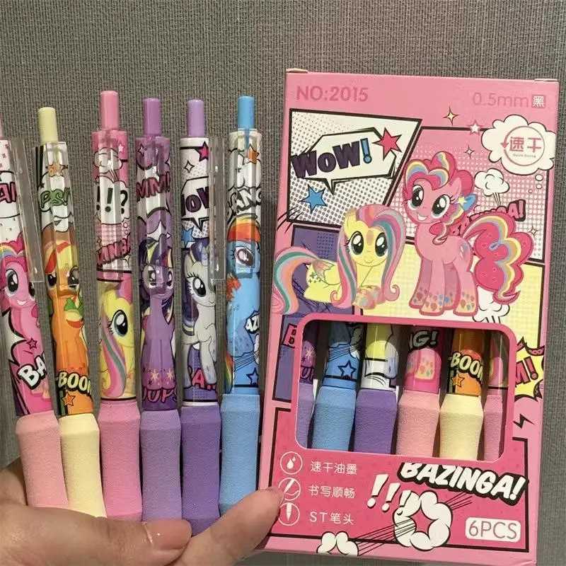 

Kawaii Cartoon My Little Ponys Neutral Pen 0.5Mm Black Student Quick Drying Carbon Pen Cute Anime Girl Ball Pen Stationery