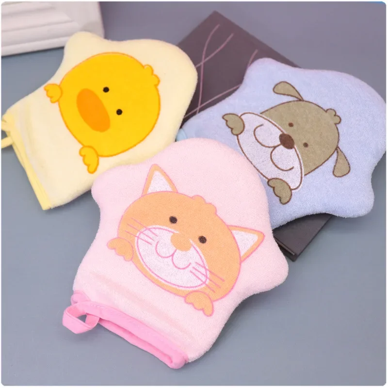 Baby Bath Gloves for Kids Toddlers Cartoon Animal Shower Gloves Towels Washcloth for Bathing Children Wash Clean Shower Massage