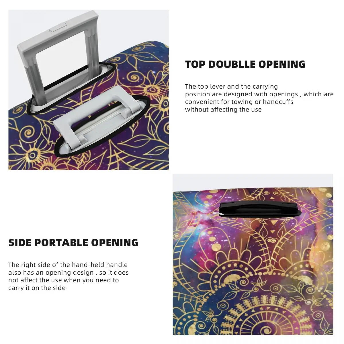 Nebula Mandala Suitcase Cover Gold Watercolor Floral Practical Business Protector Luggage Supplies Holiday