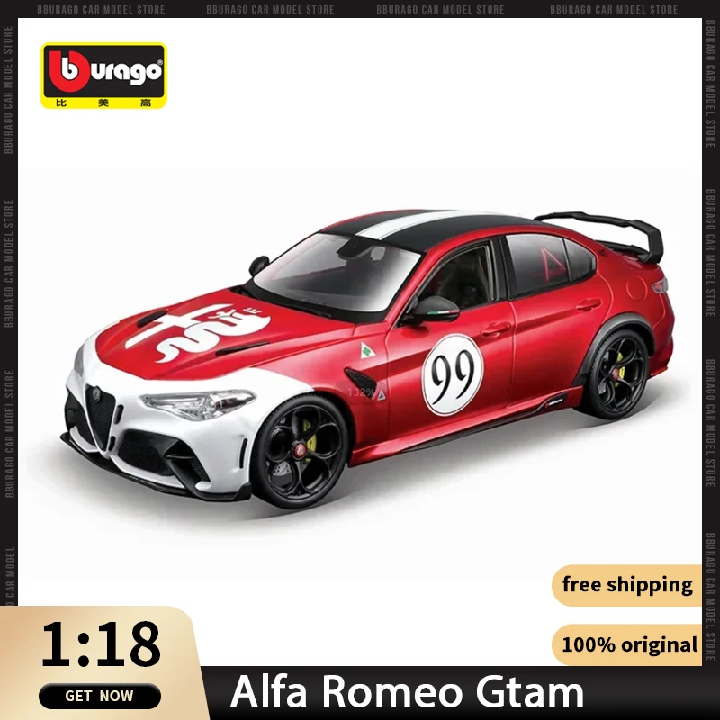 

New 1:18 Bburago Special Edition Alfa Romeo Gtam Sports Car Alloy Luxury Vehicle Diecast Model Edition Toys Kids Gift Collection