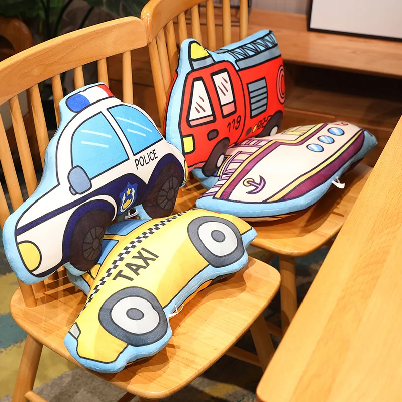 40x45cm Car Fire Truck Excavator Plush Toys Stuffed Doll Hug Pillows Chair Cushion Room Decor