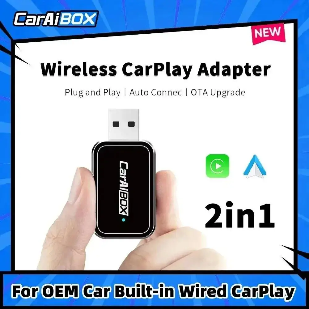 CarAIBOX 2 in 1 Wireless Carplay Adapter Wireless Android Dongle Box For Car Radio with Wired Carplay Plug and Play Smart Dongle