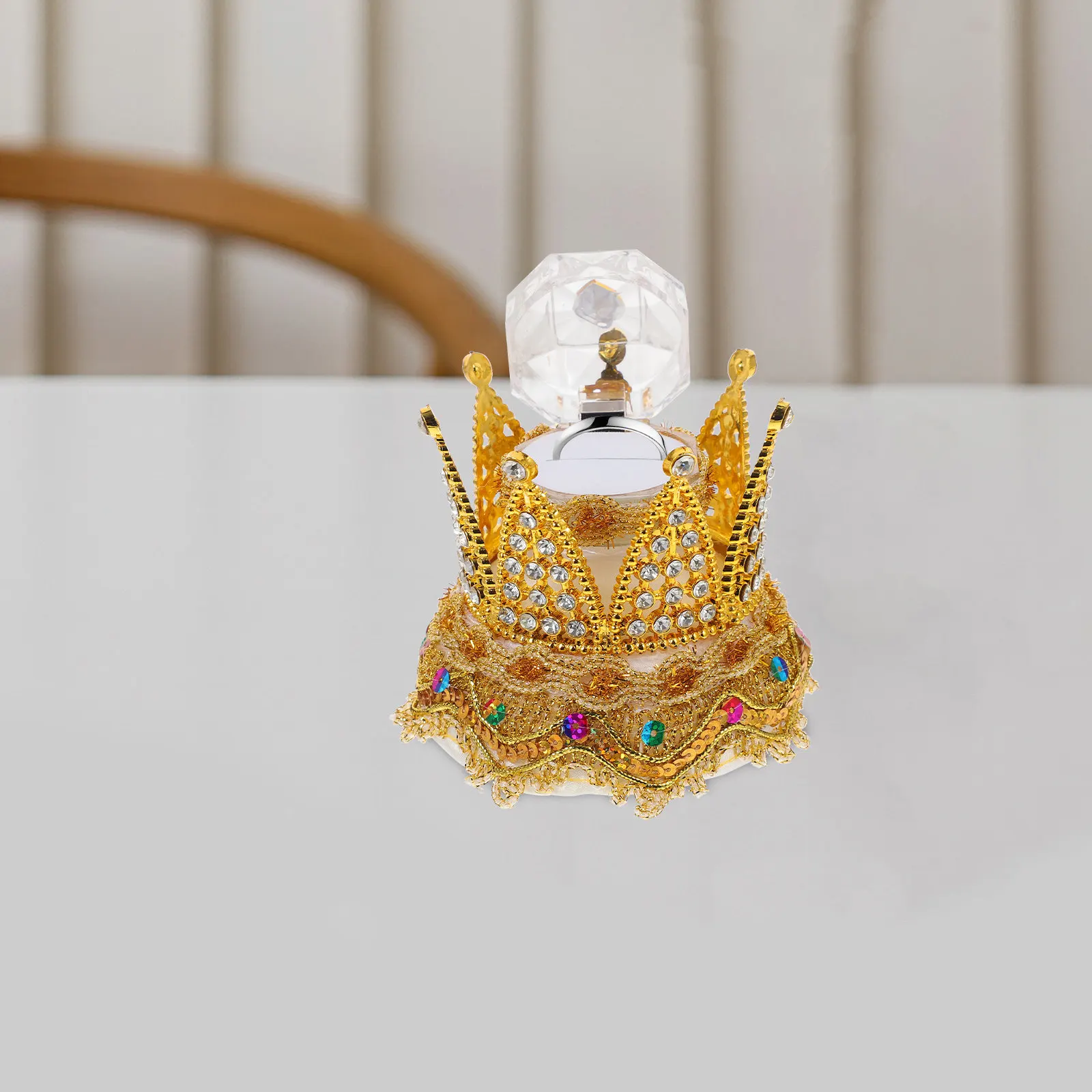 

Vintage Crown Shaped Ring Box Shiny Rhinestone Inlay Wedding Engagement Gift Proposal Jewelry Display Holder Crown Ring Box
