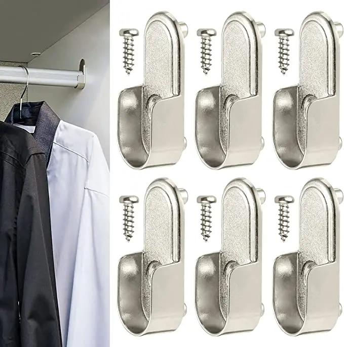 6 Pieces Closet Rod Holder Clothes Rail End Household Aluminum Alloy