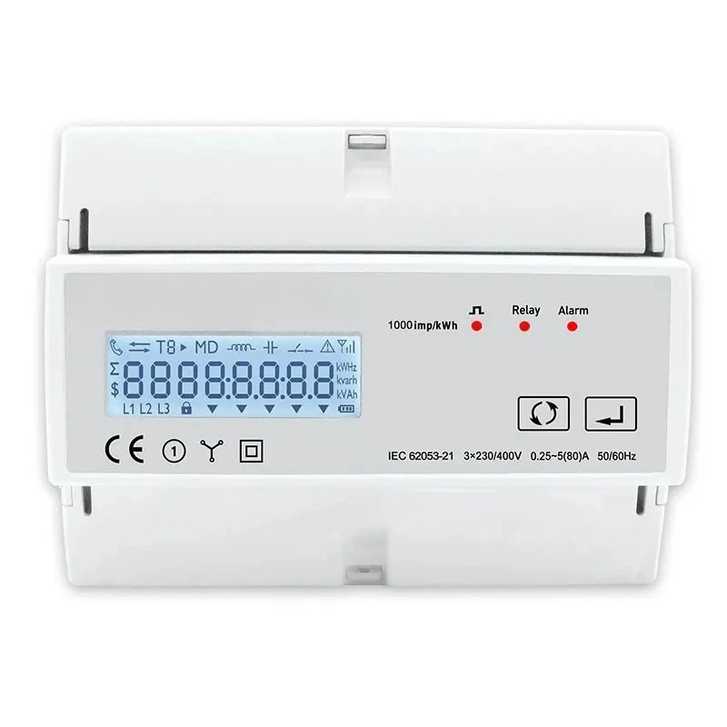 Three Phase Energy Meter Zigbee   80A Din Rail Smart Power Meter AC 230V TAC7361C