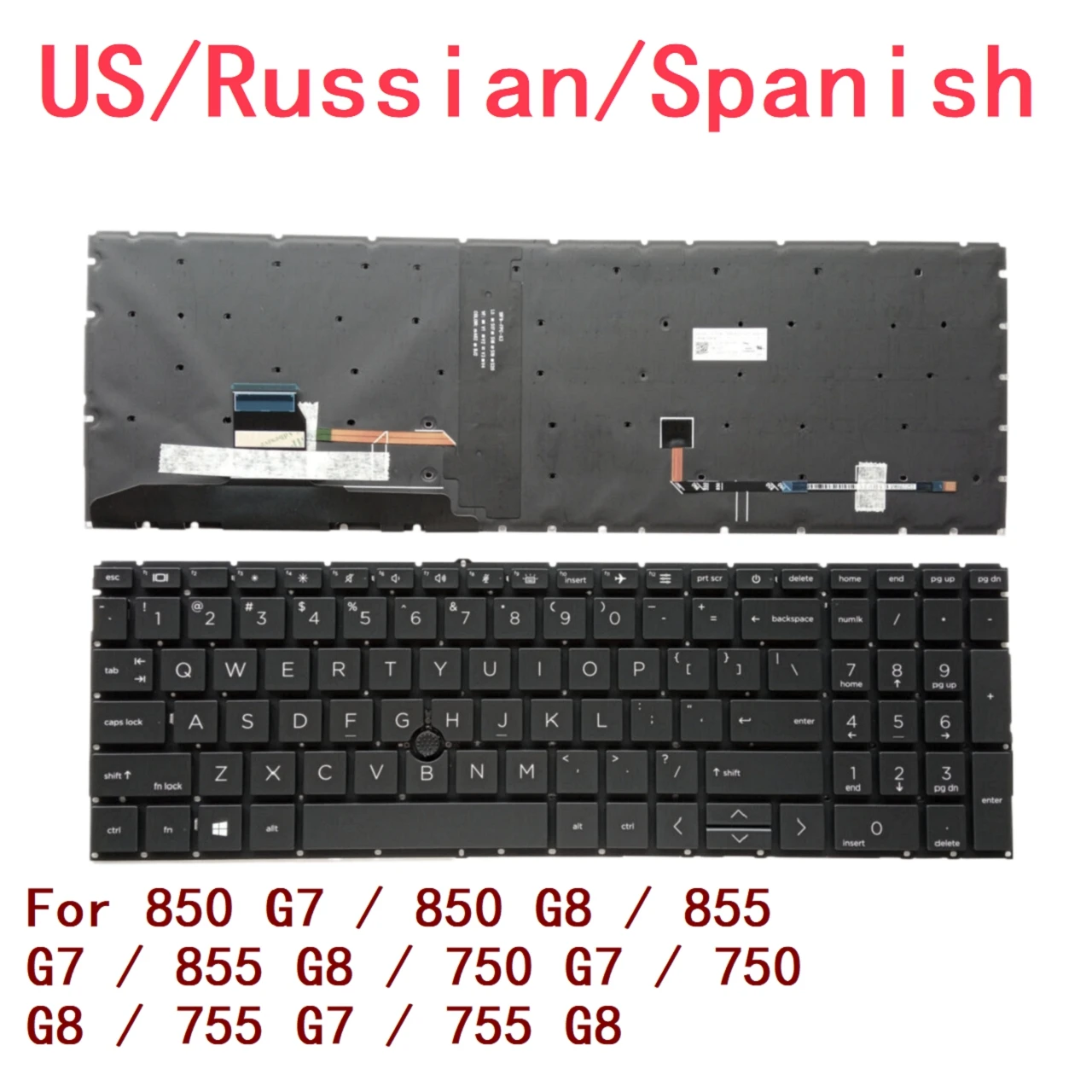 

New US Russian Spanish Laptop Backlit Keyboard For HP 850 G7 / 850 G8 / 855 G7 / 855 G8 / 750 G7 / 750 G8 / 755 G7 / 755 G8