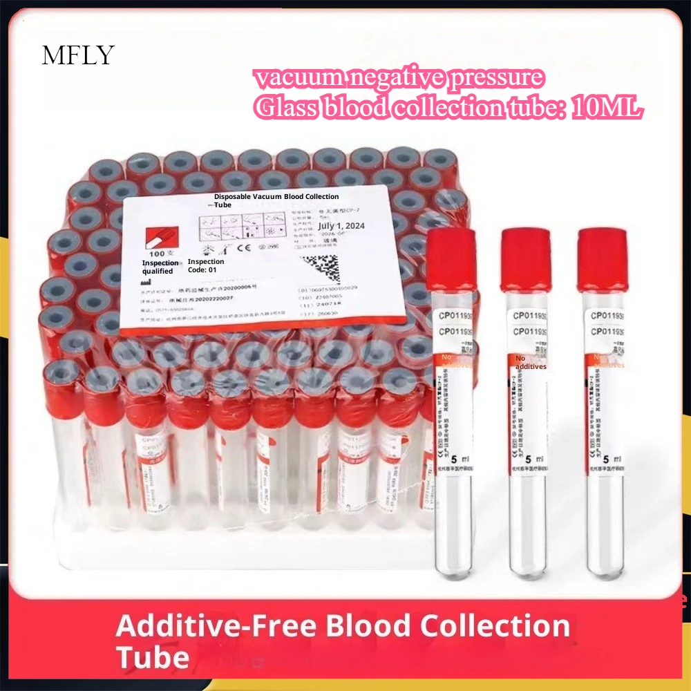 

100 Pcs 10ml Blood Collection Tube Test Tubes Lids Glass Disposable Vacuum Red Collector Glue Head Experiment Cover