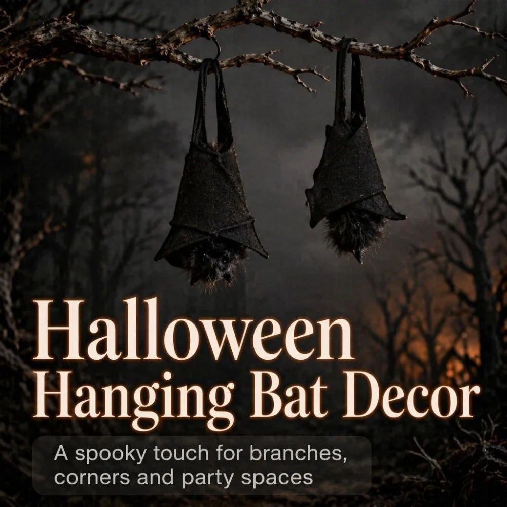 Upside Down Felt Bat Hanging Ornament Realistic Gothic Bat Branch Hanging Decor 3D Wing Decorative Bat Craft Decor