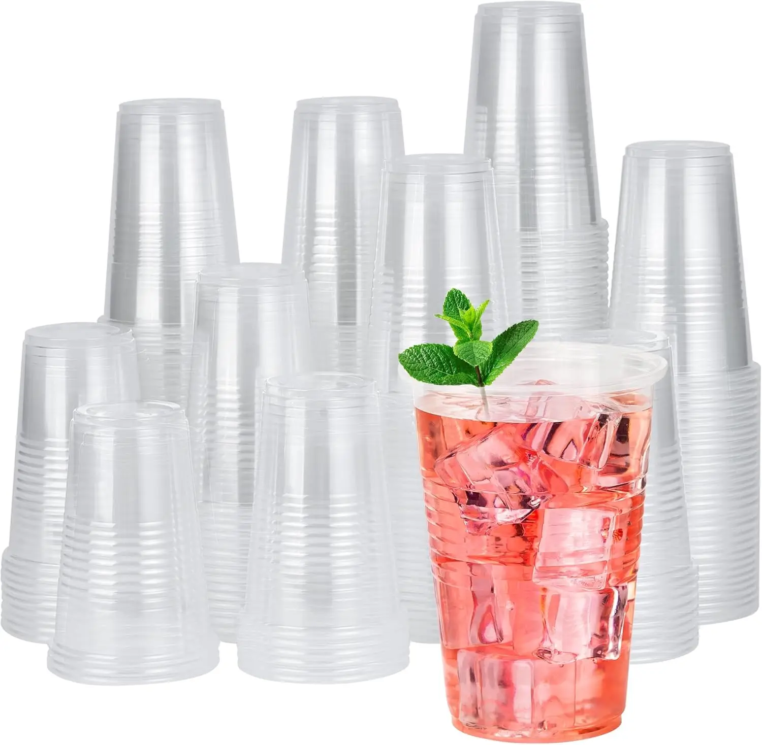

500 pack 9 oz Disposable Plastic Cups, Clear Plastic Cups Tumblers, Disposable Cups Bulk, Transparent for Wedding, Thank