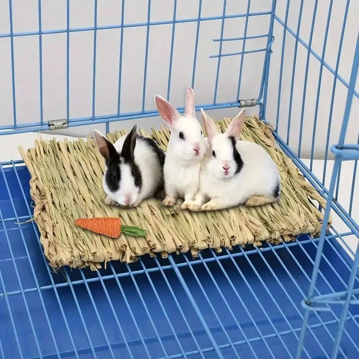 1 قطعة-الأرنب حصيرة من الحيوانات الصغيرة المنسوجة القش حصيرة القش الطبيعي الفراش يستريح قفص حصيرة لخنزير غينيا شينشيلا الهامستر الفئران