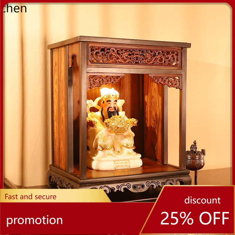 Cz solid wood buddhist niche cabinet can be hung on the wall for home incense case  hall guanyin god of wealth worship seat