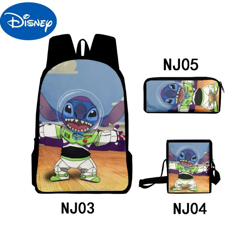 MINISO Disney 2023 New Stitzer 3D Digital Printing Schoolbag Set Student Backpack Children's Meal Bag Pen Box Three Piece Set