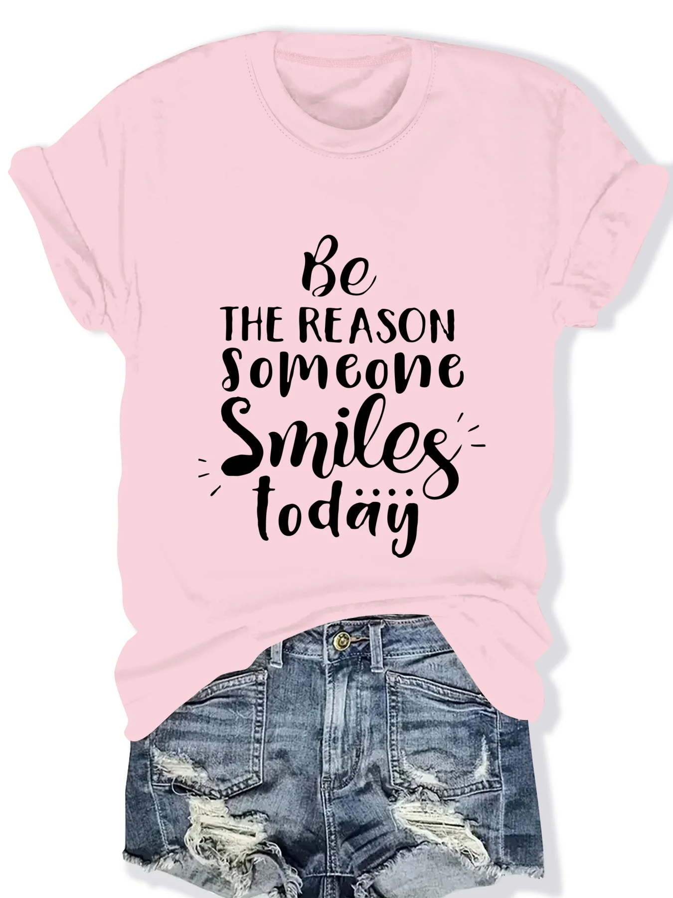 

Fashionable Ladies round Neck Short Sleeve T-Shirt with Letter Pattern Print Casual Comfortable Women's Top