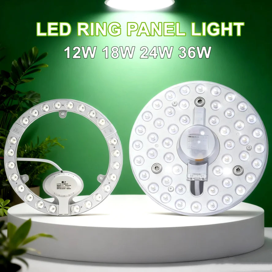 White/Tricolor Dimming LED Ring PANEL Circle Light AC220V 36W 24W 18W 12W Cold White Round Ceiling Light Circular Board Lamp