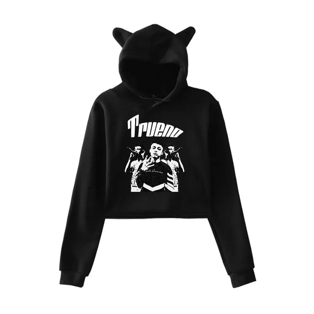 

Trueno Merch Crop Top Hoodie Women Streetwear Hip Hop Kawaii Cat Ear Harajuku Cropped Sweatshirt Pullover Tops Sportswear