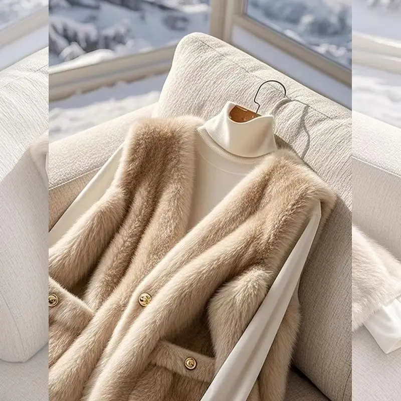 2026 neue kleine duftende Stil helle Khaki Lammfell Weste Jacke Damen Herbst Winter Nerz Pelz einteilige Weste kurze Outwear
