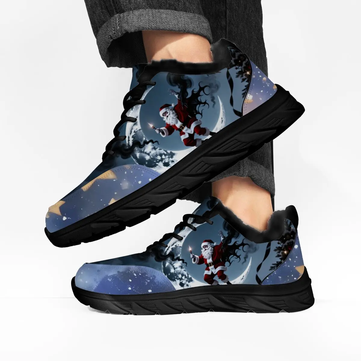 

Рождество и Хэллоуин, праздничная атмосфера, ужасающая легкая и полая повседневная спортивная обувь для родителей и детей