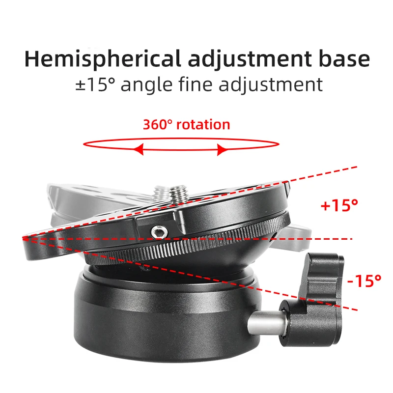 3/8" 1/4'' Stative Kopf Nivellierbasis Einstellplatte für DSLR-Kamera Einstellbar 15 Grad Tisch Halbkugeln Basis Aluminium