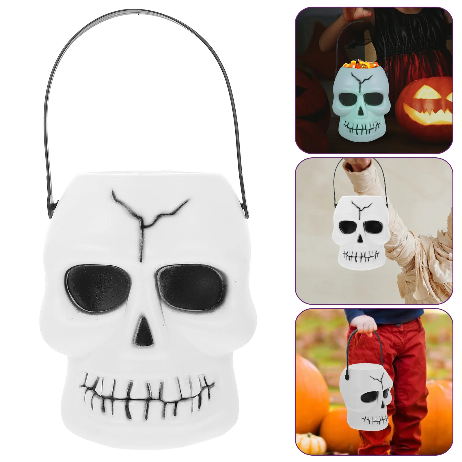 Halloween Candy Jar Party Props Jars Fall Decor Baby Toy Buckets Holders Toys Skull Design Storage Cans Bag