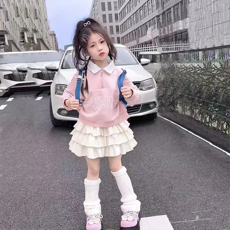 

Girls' Set Spring And Autumn Wear Children's Pleated Skirt 2025 New Style Cake Skirt Girls' Short Skirt Autumn Two-piece Set
