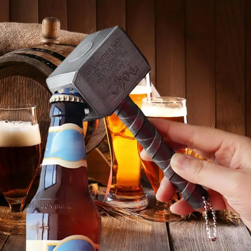 Thors Hammer Bottle Opener Creative Retro Beer Bottle Openers Multifunction Long Handle Beer Corkscrew Keychain Gift For Men