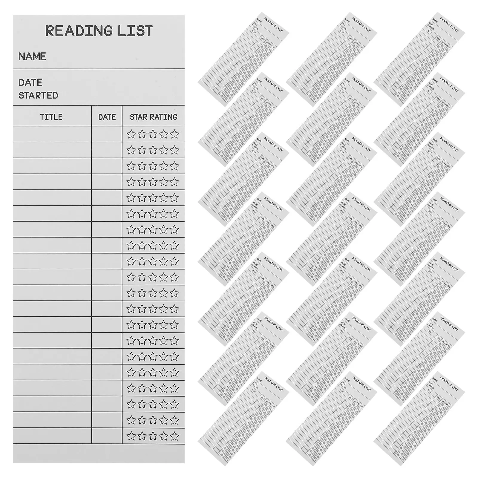 50Pcs Reading List Bookmarks Sturdy Library Card Bookmark for Book Logging Tracking Notetaking Portable Reading Record Book