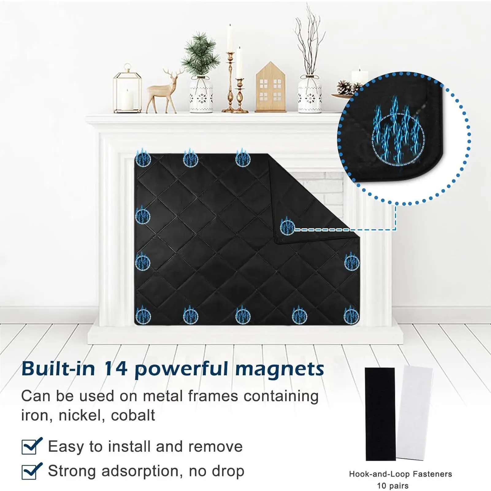 

Fireplace Cover Baby Proof Magnetic Fireplace Blocker Heat-Proof Childproof Insulating Guard Shield Protector For Living Room