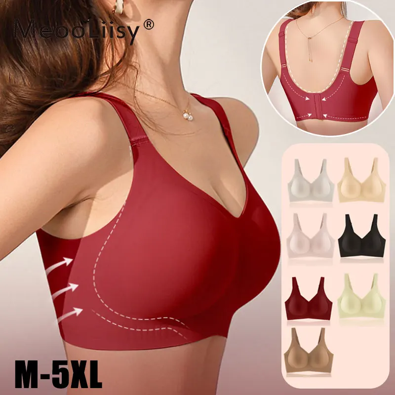 

MeooLiisy M-5XL Plus Sizt Thin Cup 0.3CM Bra for Women Push Up Seamless No Wire Lingerie Minimizer Brassiere