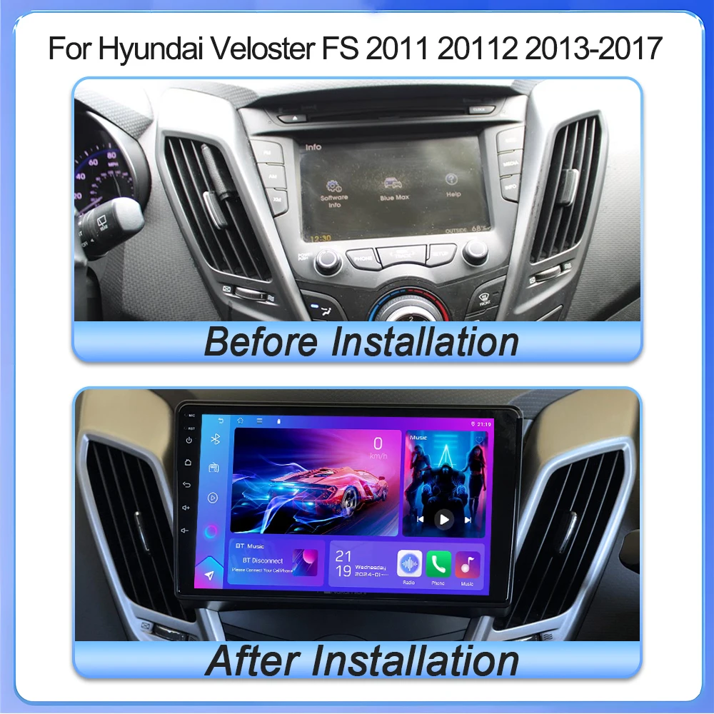 Car Stereo Radio For Hyundai Veloster FS 2011 20112 2013 2014 2015 2016 2017 Multimedia Video Player Wireless Carplay Android 5G