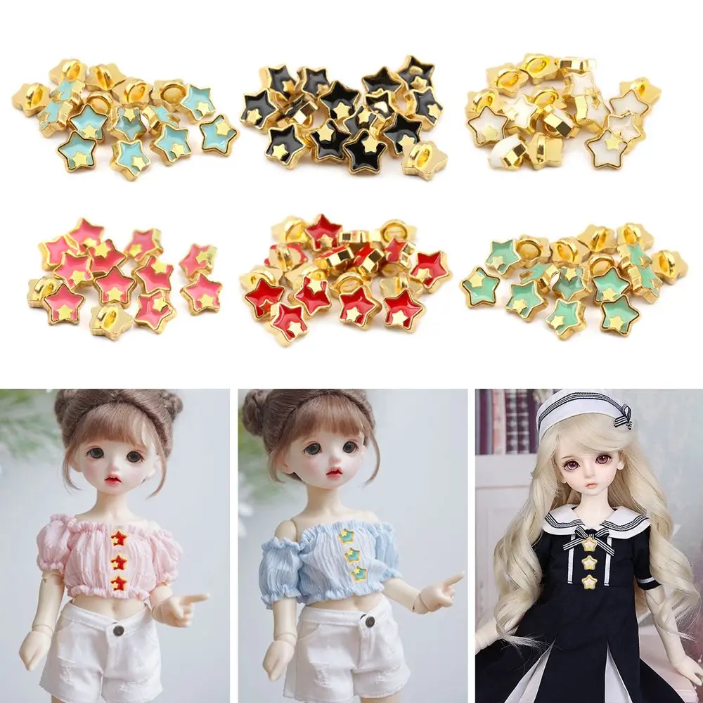 Dollhoues Miniature Star Shape Craft Accessories Clothing Sewing Buckle Metal Buckles DIY Doll Clothes Mini Buttons