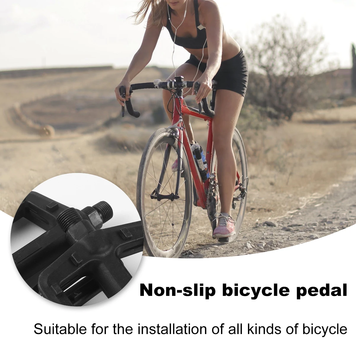 

Universal Anti-Slip Bike Pedals Durable Plastic Cycling Pedal For Mountain Road Bike Accessories Reflective Stripe