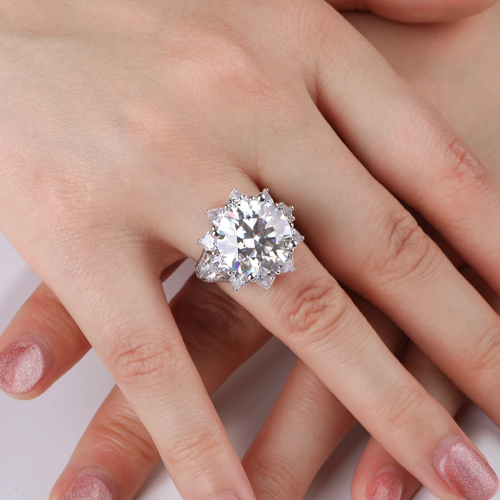 3CT/10CT D‑Color Moissanite Ring for Women, 925 Sterling‑Silver AU750‑Plated Engagement Wedding Bridal Band, GRA‑Certified Fine Jewelry, Ideal Gift for Her