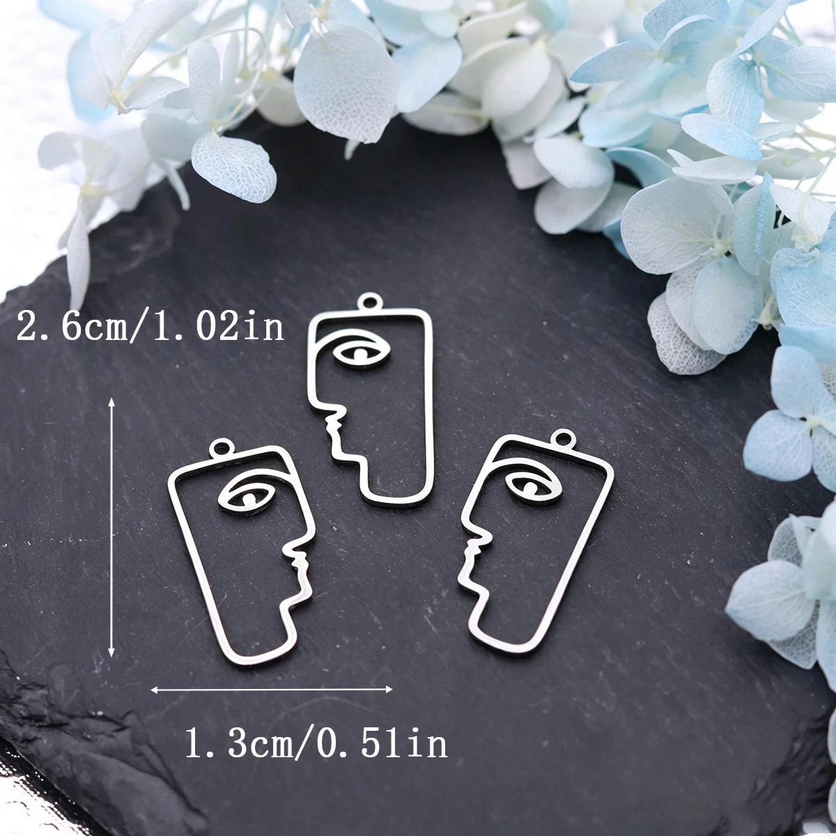 3pcs Picasso Abstract Art Face Portrait Stainless Steel Pendant Charms For Jewelry Making Necklace Earrings DIY Accessories