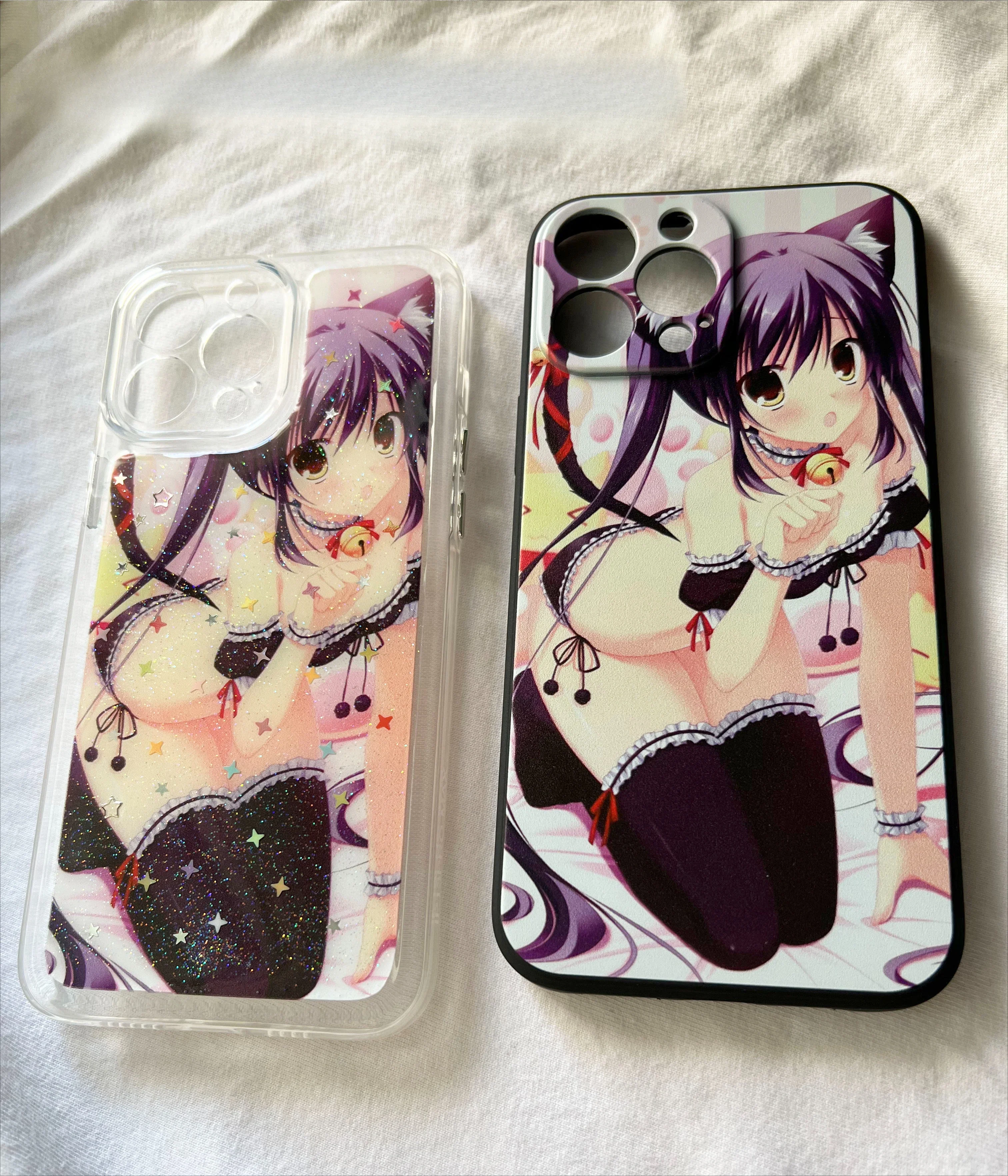 Two-dimensional Cat Girl Maid Silicone Phone Case for IPhone 15 14 13 12 11 Pro Max XR X XS SE 2020 Shockproof Soft Cover