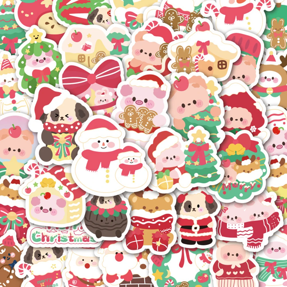 10/30/50/100 Stück lustige süße Weihnachtstiere Graffiti Aufkleber wasserdicht Aufkleber Laptop Notebook Telefon Kawaii Dekoration Aufkleber