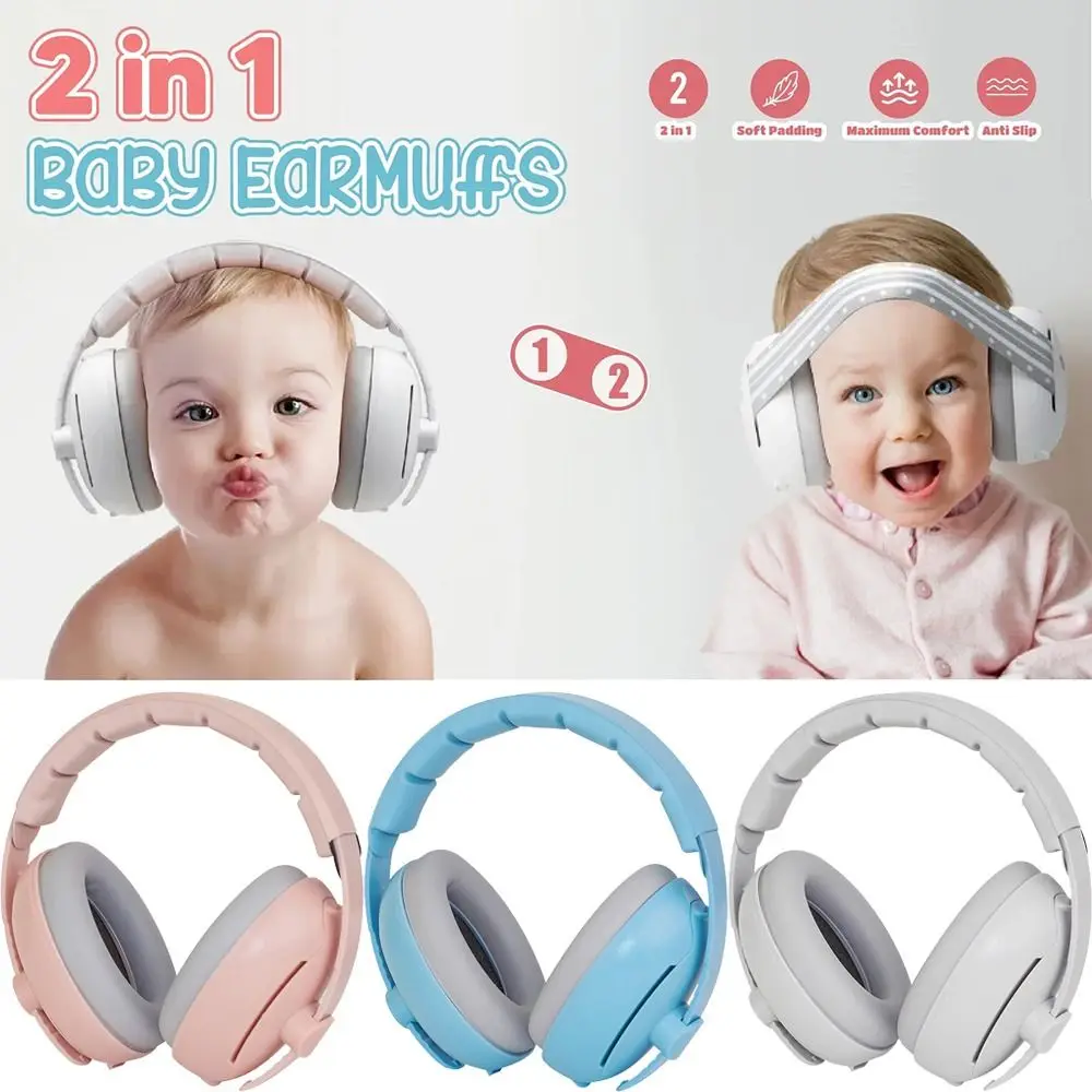 

Convertible Design 2-in-1 Baby Ear Muffs Comfortable Adjustable Band Toddler Noise Reduction Earmuffs Sleep Improvement