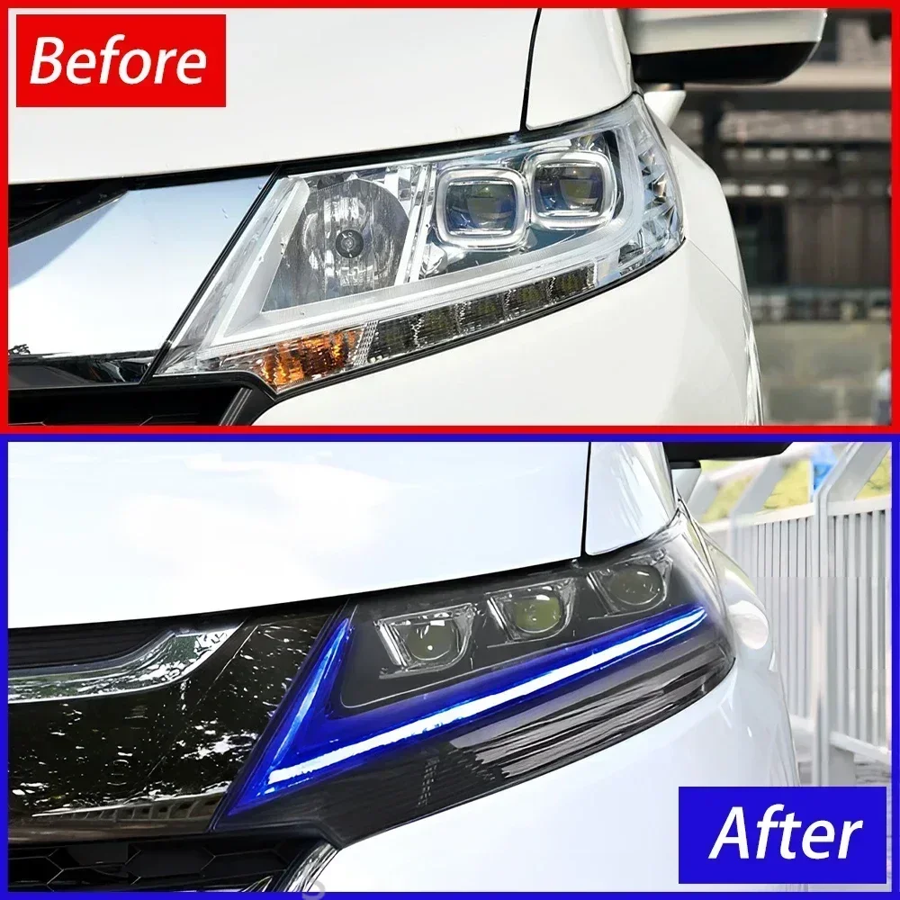 Car Front Lamps Assembly For Honda Odyssey 2015-2021 LED Auto Headlights Upgrade Three Projector Lens Dynamic Light Accessories