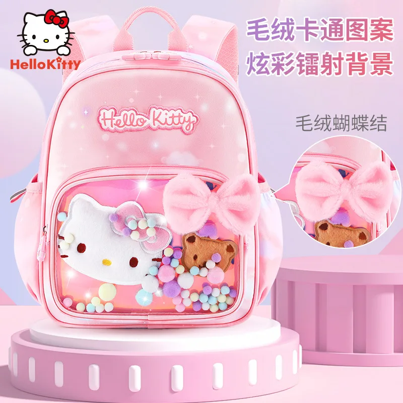 Sanrio Olá Kitty estudante mochila, bonito dos desenhos animados, grande capacidade, Casual crianças mochila, novo