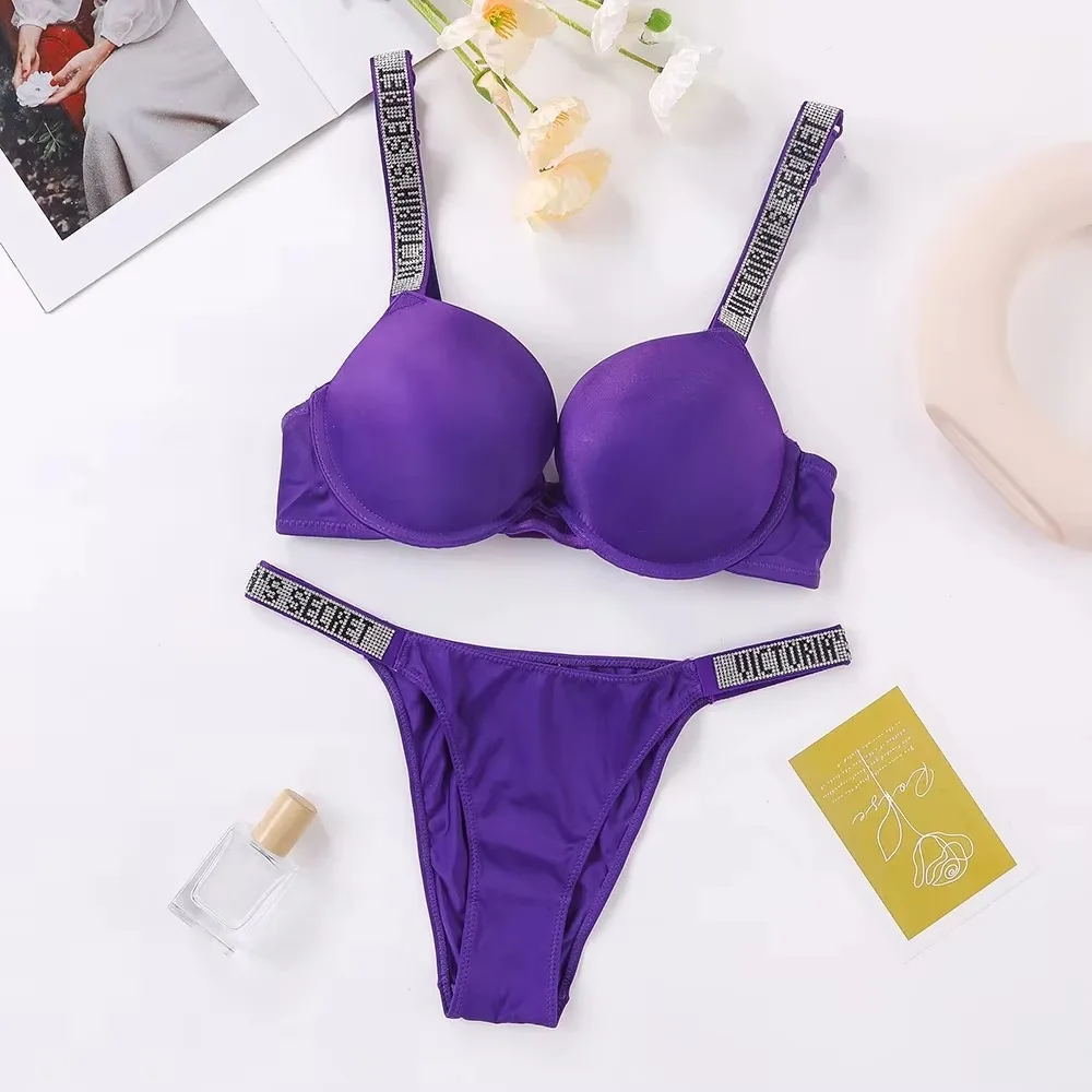 Victoria's Secret Nieuwe Klassieke BH en Slip Set Kant Lingerie Sets Dames Sexy Lingerie Set Kant Trim Ondersteunend Verstelbaar