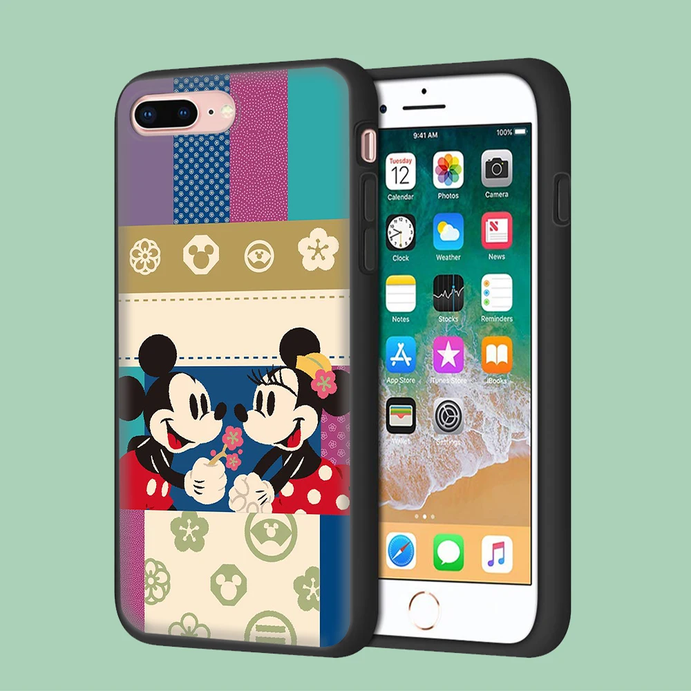 Casing pelindung hitam untuk Samsung A05 A05S A15 S24 FE Plus Ultra A24 A25 A35 A55 5G Mickey Mouse