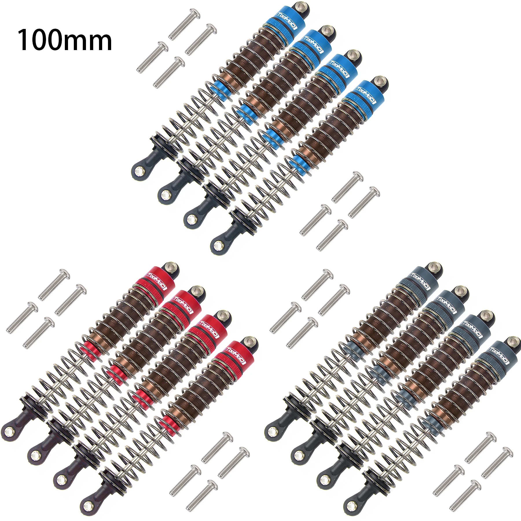 Kit de amortiguadores RC de 100 mm con aceite, escala 1/10, para Tamiya Bullhead SuperClod Buster TRX4 Axial SCX10 D90 Crawler Buggy, actualización para coches.