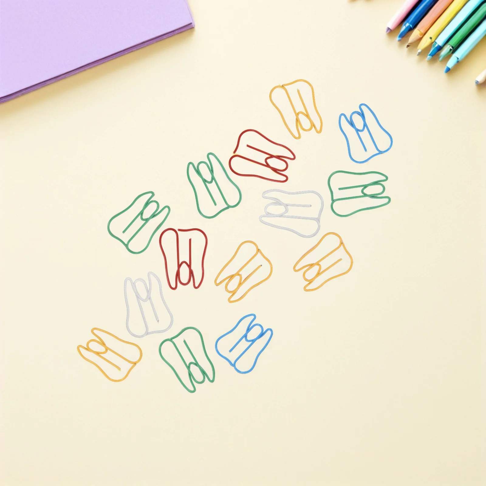 

100pcs Tooth Shaped Metal Paper Clips Creative Office School Stationery Supplies For Home Decorative Bookmark Memo Holder Unique