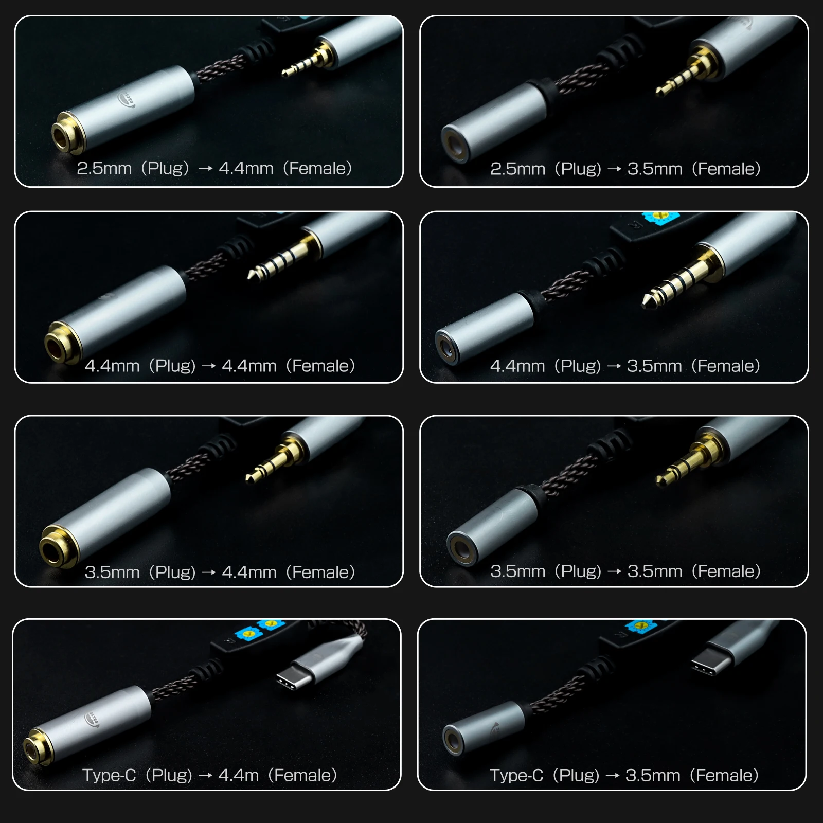 Cable de Audio de resistencia ajustable OKCSC 2,5 a 3,5/4,4 hembra a 3,5/4,4 tipo c a 3,5/4,4 línea adaptadora de auriculares de conversión hembra