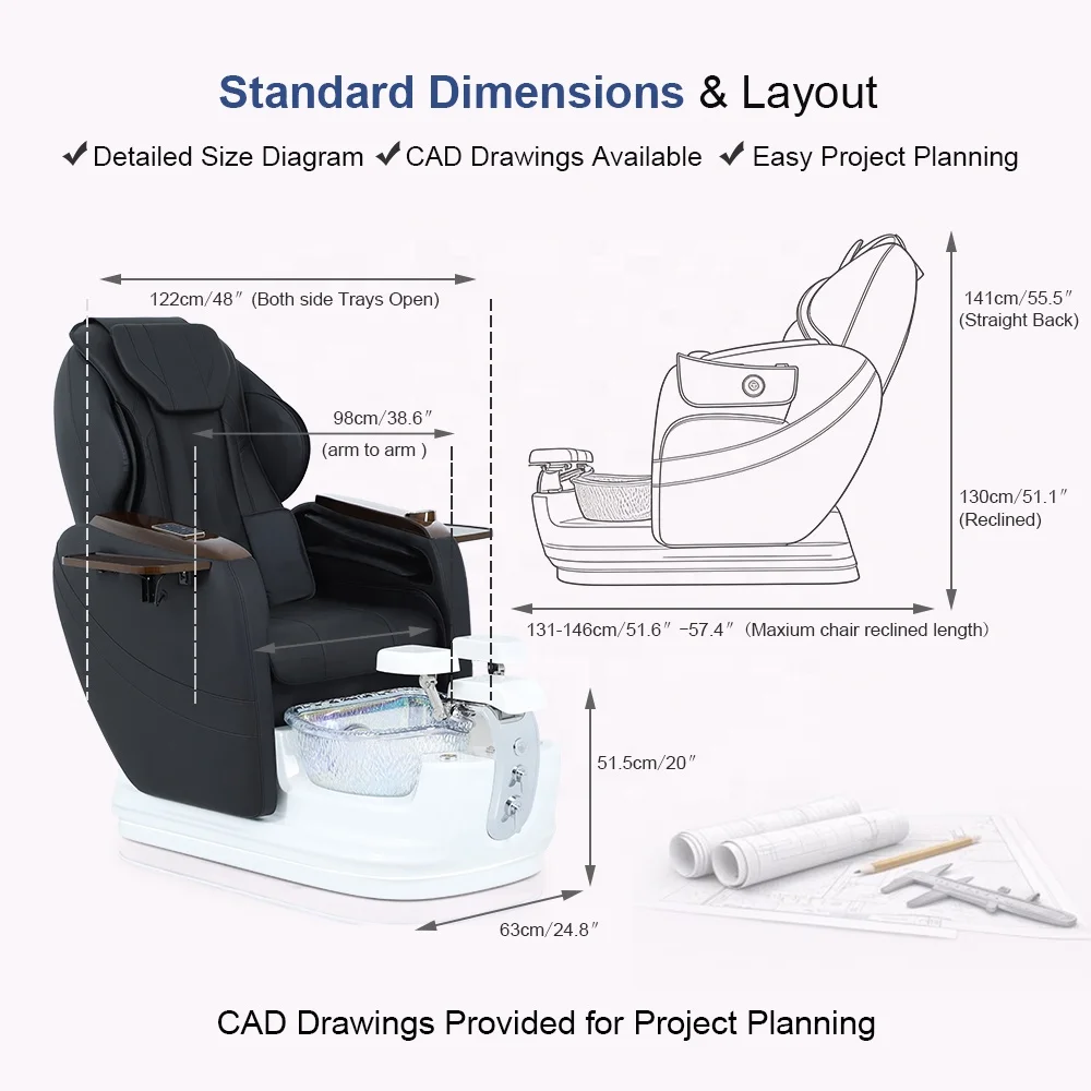 Luxury Modern Nail Salon Furniture Whirlpool Pipeless Magnetic Jet Foot Spa Massage Manicure Pedicure Chair